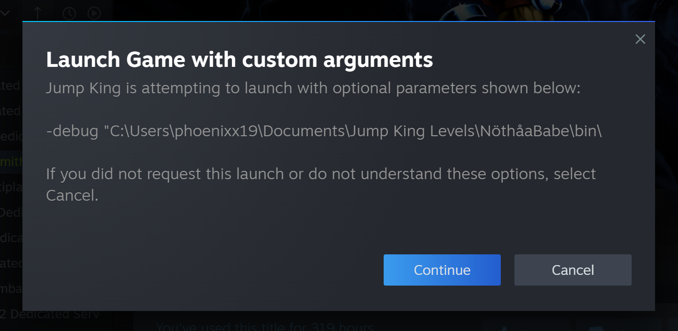 Steam asks to open JK with parameters