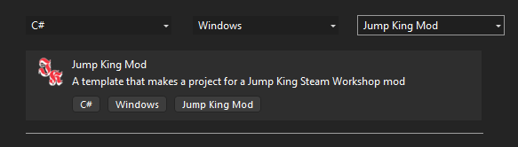 Select the "Jump King Mod" template